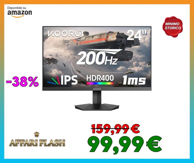 KOORUI Gaming Monitor 24 Pollici , 200Hz FHD Fast IPS 1ms, Adaptive