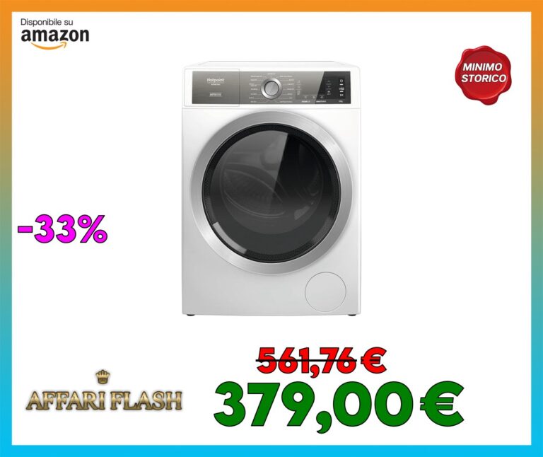 Hotpoint Ariston H8 W046WB IT Lavatrice a libera installazione a carica frontale, 10 kg, classe A
