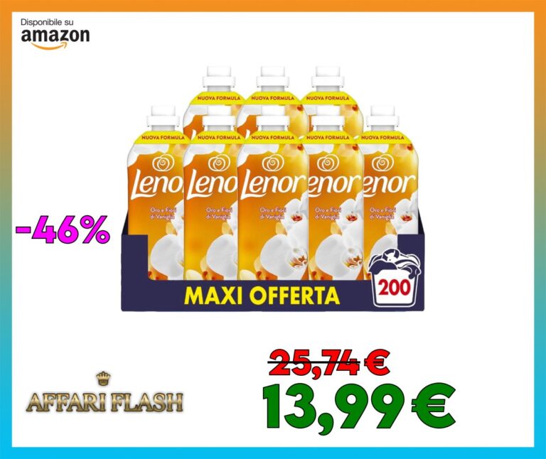Lenor Ammorbidente Lavatrice Concentrato, 200 Lavaggi (8X25), Oro E Fiori Di Vaniglia, Freschezza Di Lunga Durata E Morbidezza Di Origine Vegetale, Lenzuola Profumate Fino A 1 Settimana