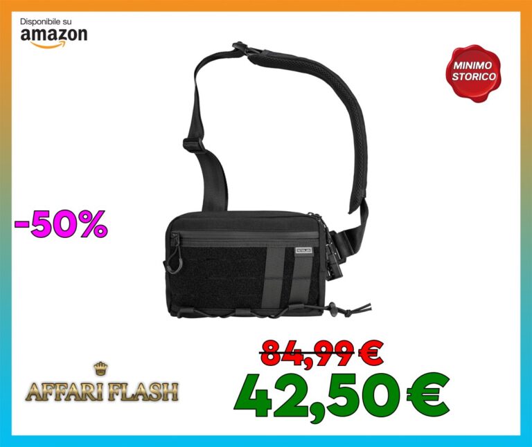TACTICAL_GEEK Cache L3S EDC Sling Bag Petto, Borsa a tracolla, Borsa a spalla leggera, Nylon CORDURA, Porta da viaggio, Cerniera YKK, Cinghia ambidestra da escursionismo, Nero