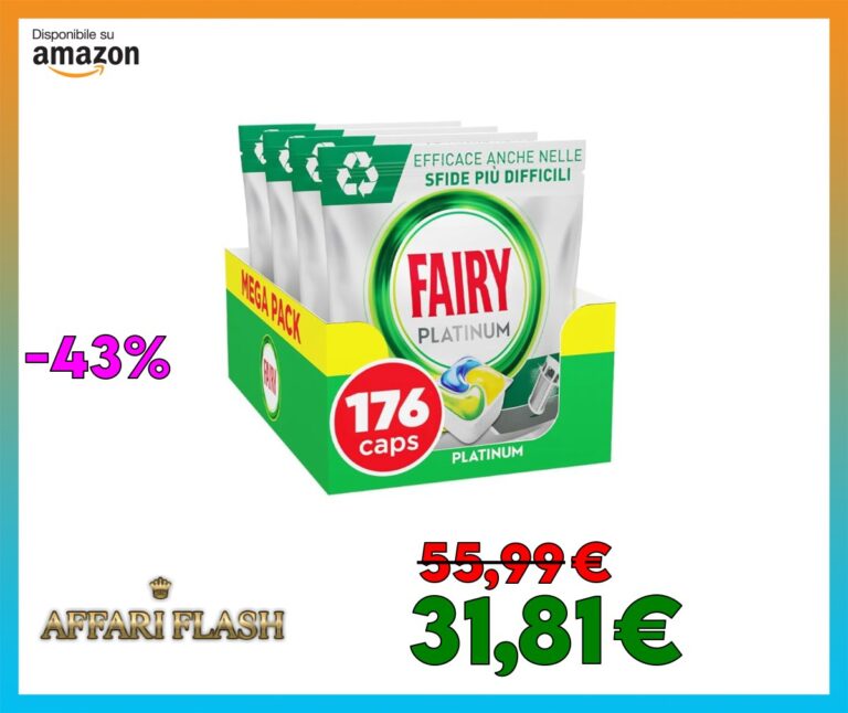Fairy Platinum Detersivo Pastiglie Lavastoviglie Plus, Brillantante, 176 Capsule Lavastoviglie, Limone, Tecnologia Anti