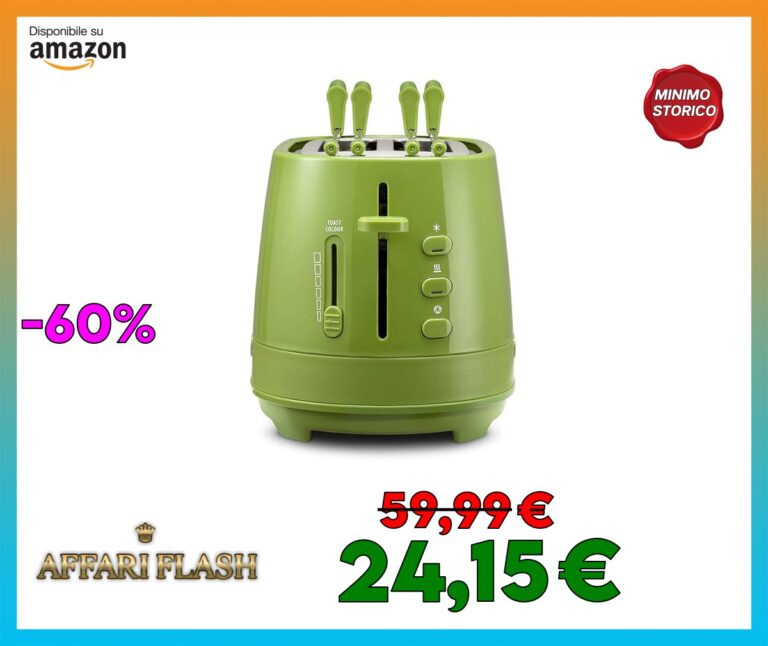 De’Longhi CTLAP2203.GR Tostapane con Pinze, Controllo Progressivo del Grado di Tostatura, Indicatori Luminosi, Cassetto Raccoglibriciole, Piedini Antiscivolo, Potenza 550 Watt, Plastica, Verde
