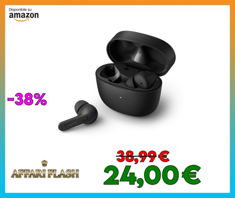 PHILIPS Auricolari Bluetooth Con Microfono Wireless, Resistenti Al Sudore, 18 Ore Di Riproduzione, Morbidi E Confortevoli Earbuds, Auricolari Tat2206Bk/00, Nero (Black)