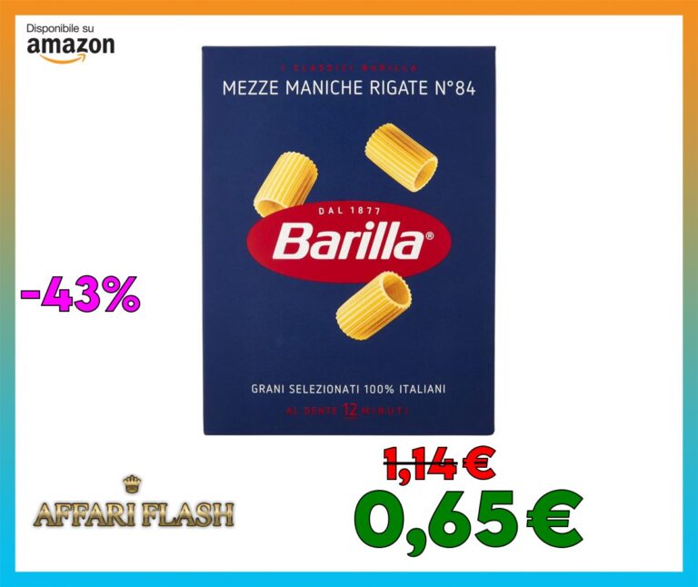 Barilla Pasta Mezze Maniche Rigate, 500g, Scatola