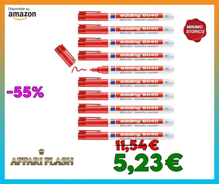 edding 8040 Marcatore per Biancheria, Rosso, 10Pz, Punta Tonda 1 mm, Marcatore Tessile per Etichettare i Vestiti, Resistente al Lavaggio a 95°C, Penna per Biancheria