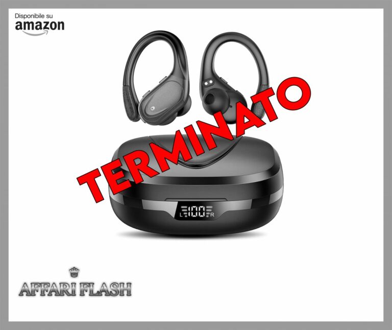 Cuffie Bluetooth, Sport Auricolari Bluetooth 5.3 con Gancio per Orecchio, 60H con Indicatore LED per Cassa di Ricarica, Chiamata ENC HD, Vestibilità Comoda, Basso Profondo, IPX7 Impermeabile(Nero).