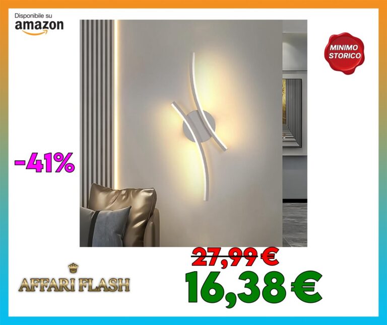 Goeco Applique da Parete LED, 20W 44CM Lampada da Parete Interno, Luce Bianca Calda 3000K Luce a Parete Curva Moderno Lampada a Muro per Camera da Letto, Soggiorno, Corridoio, Bianco
