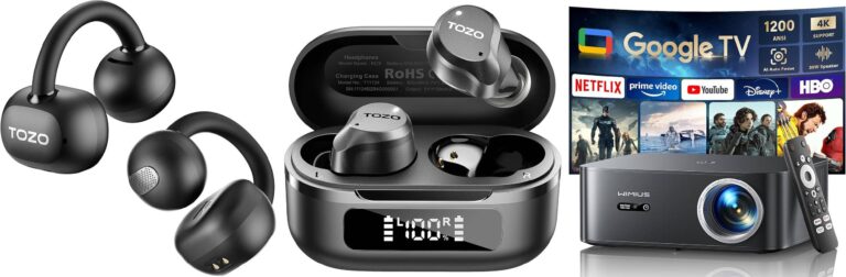 TOZO OpenEarRing Cuffie Bluetooth 5.4 Ultraleggero con Cancellazione del Rumore delle