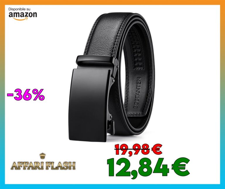 ️ BOSTANTEN Cintura Uomo, Cintura in Pelle con Fibbia Automatica Cintura a Cricchetto Confezione Regalo
