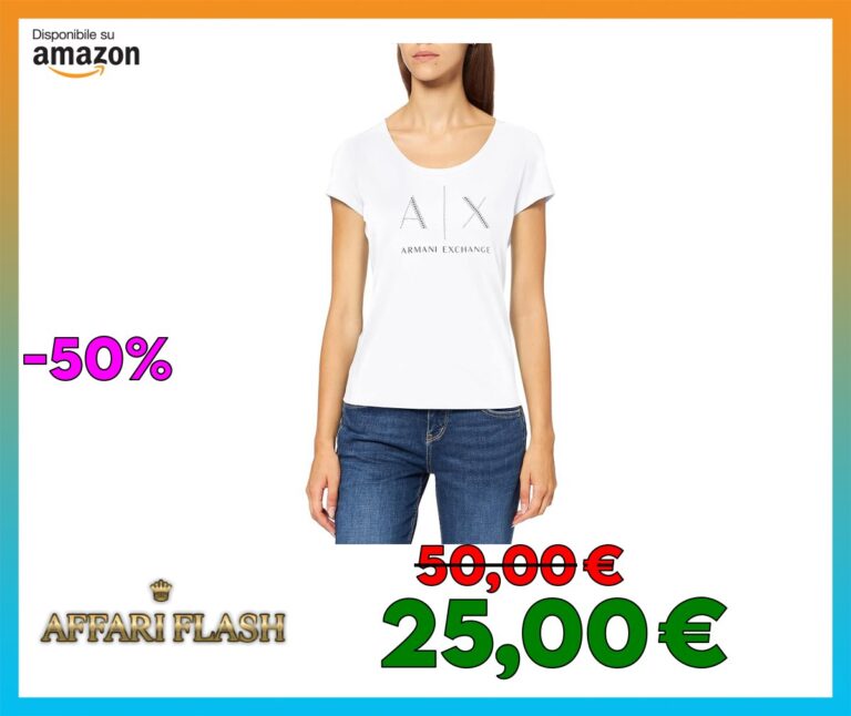 ARMANI EXCHANGE Strass Logo Maglietta a Maniche Corte Donna