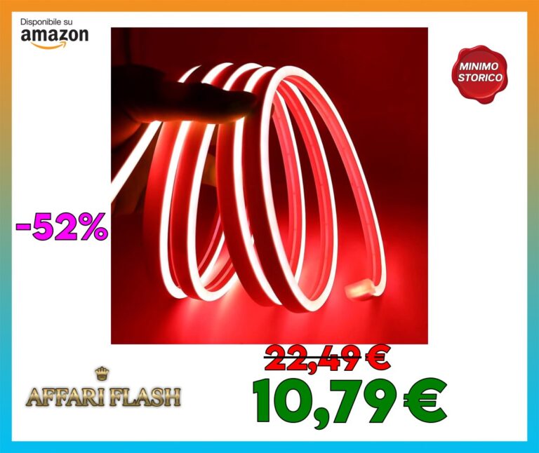 ShineBurky Striscia LED al Neon Rosso 5M, Nastri LED 12V 2835 600LEDs Luci Striscia IP65 Impermeabile Flessibile per Camera da Letto, Bar, Decorazione per Feste (Senza Alimentatore)