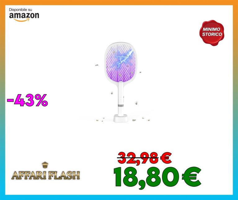 YOUBST Racchetta Zanzare Elettrica 5000V 1800mAh,Scacciamosche Elettrico Extra Forte con Base di Ricarica USB C, 2 in 1 Scacciamosche Elettrico Insetto Killer per Zanzare, Mosche, Api, Vespe, Falene