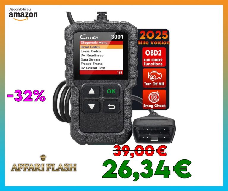 LAUNCH Creader 3001 OBD2 Diagnosi Auto, Spia Motore di Controllo, Lettore di Codici, Cancellazione Codici di Errore, Ricerca DTC, Dati in Tempo Reale, Compatibile con i Protocolli OBDII
