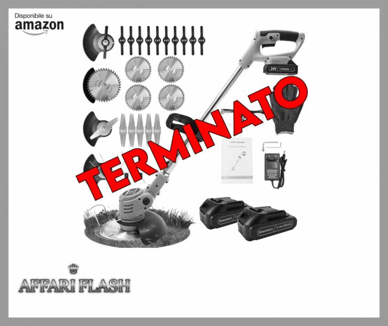 Decespugliatore a batteria,Tagliaerba a Batteria, Decespugliatore Elettrico, Tagliabordi a Batteria con 2 batterie, 4 Tipi Lame,Testata Regolabile e Maniglia Telescopica Tagliaerba per Giardino