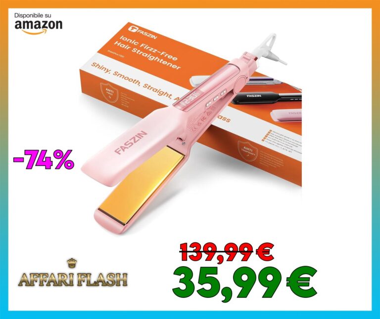 Piastra per Capelli Professionale Faszin, Piastre in Titanio Larghe 42mm con Ioni Negativi, Riscaldamento Rapido 30s, Display Temperatura, 11 Livelli di Temperatura (130