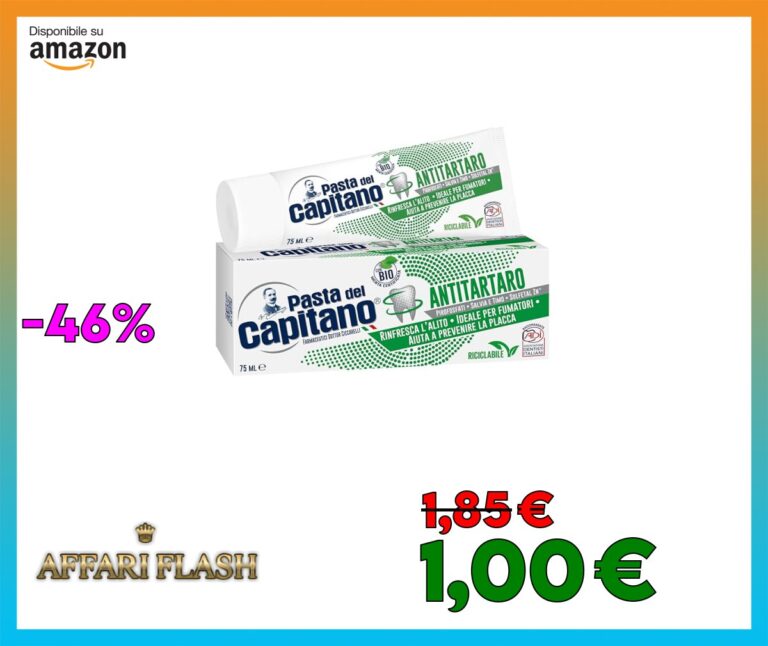 Pasta del Capitano, Dentifricio Antitartaro Bio, Dona Freschezza e Rinfresca l’Alito, Ideale per i Fumatori, Aiuta a Prevenire la Placca, 100% Made in Italy, Tubetto da 75 ml