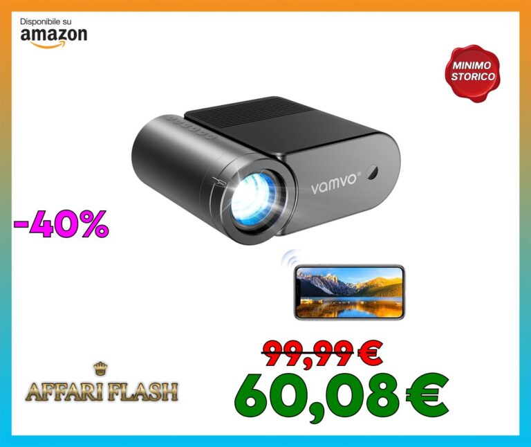 Vamvo Proiettore portatile, Videoproiettore WiFi 1080P 200