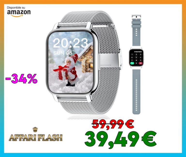 ️ Popglory Smartwatch Uomo Donna, 2 Cinturini Orologio Chiamate e Whatsapp, Contapassi Assistente Vocale, Orologio Digitale 24H Cardiofrequenzimetro, Pressione Sanguigna SpO2 Sonno, per Android iOS