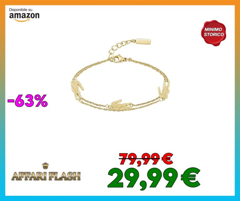 Lacoste Braccialetto a Catena da Donna Collezione CROCODILE con un Charm a forma di Coccodrillo