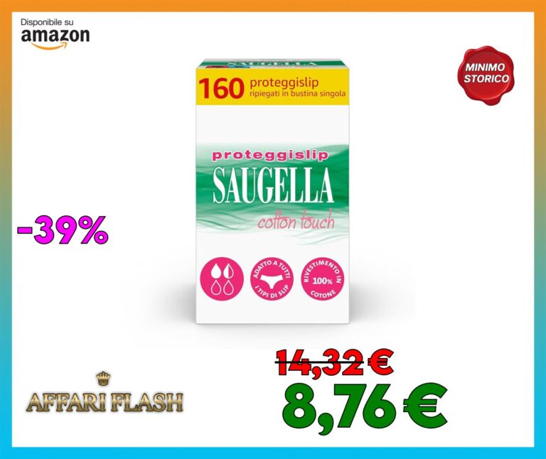 Saugella Assorbenti Cotton Touch Salvaslip, 160 Proteggislip, Sottili, Azione Antibatterica, Antiodore e Lenitiva