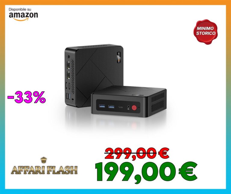 BOSGAME E4 OS Business Mini PC Ryzen 5 3550H, 4 core, 8 thread, fino a 3,7 GHz, 16 GB DDR4 RAM, 512 GB SSD, 4 K a 60 Hz Triple Display, HDMI, Type