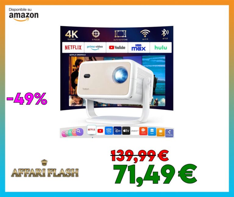 Proiettore 4K Smart TV [Netflix Ufficiale], YOTON Y7 WiFi Bluetooth Proiettore portatile 1080P nativo 500 ANSI Lumen, Videoproiettore per Netflix/YouTube/Prime Video