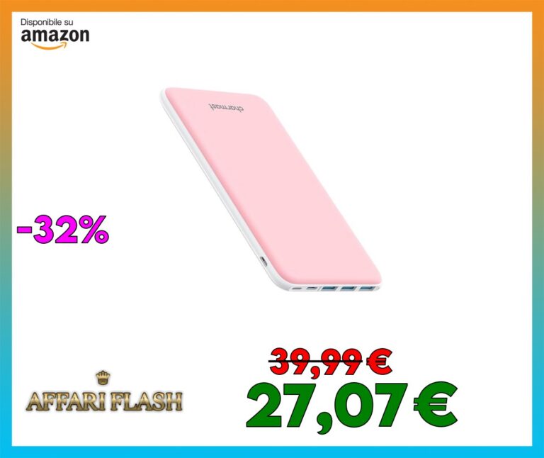 charmast Power Bank 26800mAh, Caricatore Portatile USB C Powerbank Batteria con 3 Ingresso & 4 Uscita Compatibile con iPhone 12/11/XS/XR Samsung Huawei Xiaomi Smartphone Tablet (Rosa)