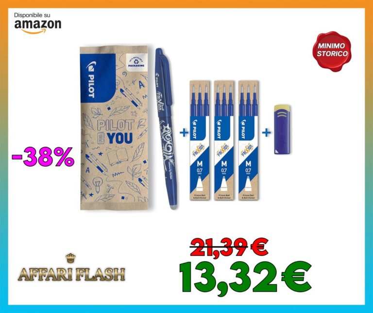 Pilot, Set con una Penna Frixion Ball, 3 set da 3 Ricariche e un Cancellino Frixion Remover, Cancellabile e Ricaricabile, Punta Media, Colore Blu