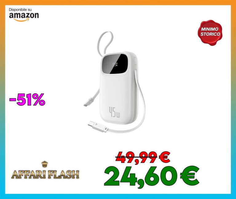 Baseus Powerbank 45W 20000mAh con 2 Cavi USB