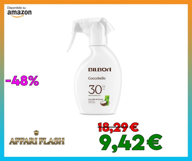 Bilboa Coccobello Trigger Solare SPF 30, con Olio di Cocco, Illuminati d