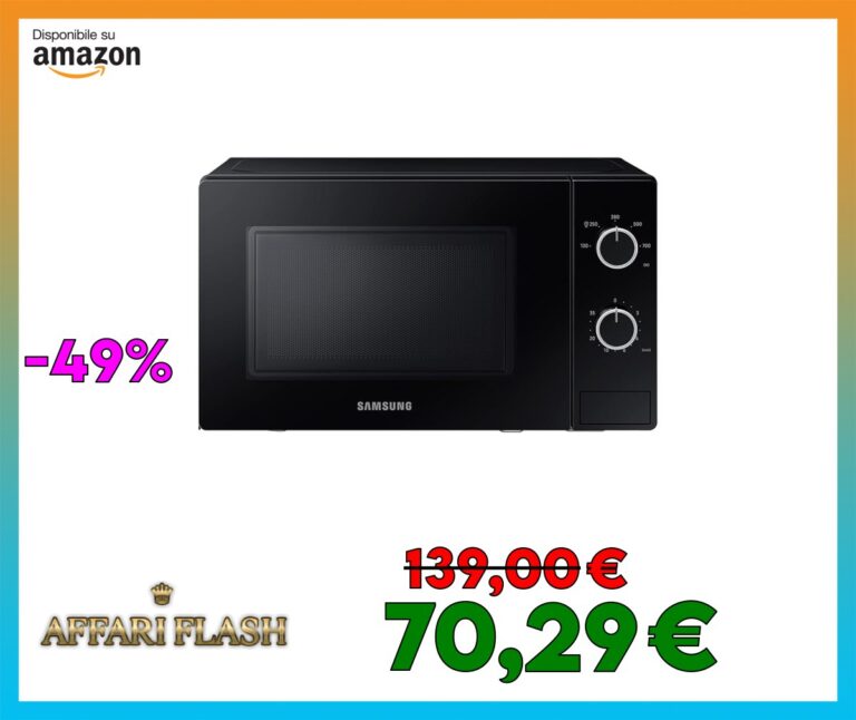Samsung Forno a Microonde a Libera Installazione Cottura Essenziale, MS20A3010AL, Microonde 700 W, 20 L, 44l x 25,9h x 33,7p cm, Nero