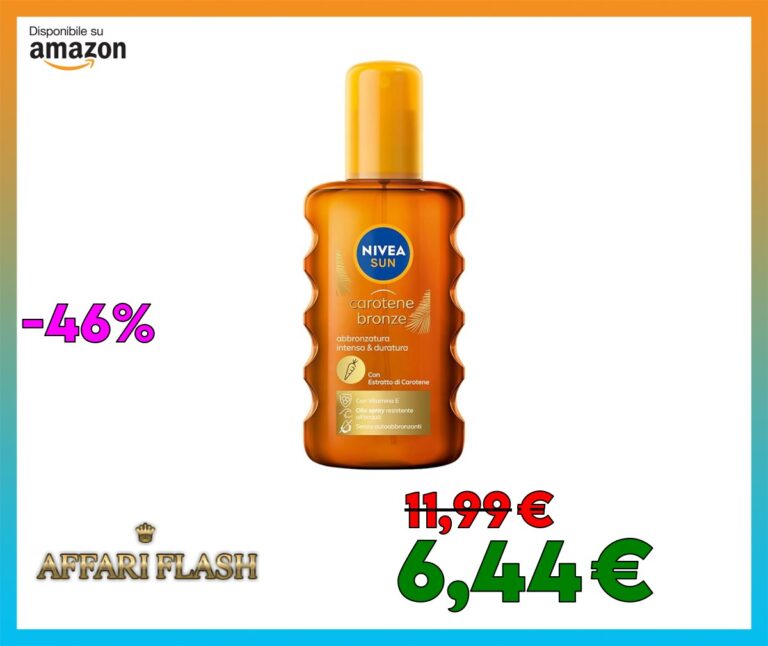 NIVEA Sun Olio Spray Solare Carotene Bronze 200ml, Olio abbronzante con estratto di Carotene e Vitamina E, Protezione solare SPF 6, Abbronzatura intensa e duratura
