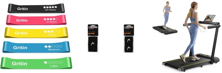️ Gritin Elastici Fitness, Set di Fasce Bande Elastiche Fitness con 5 Diversi Livelli di Resistenza con Borse Portaoggetti
