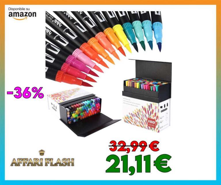 100 Colori Brush Pen Lettering Pennarelli Doppia Punta Fine Acquerellabili Penne da Colorare per Adulti Bullet Journal,Calligrafia, Dsegno, Mandala HO
