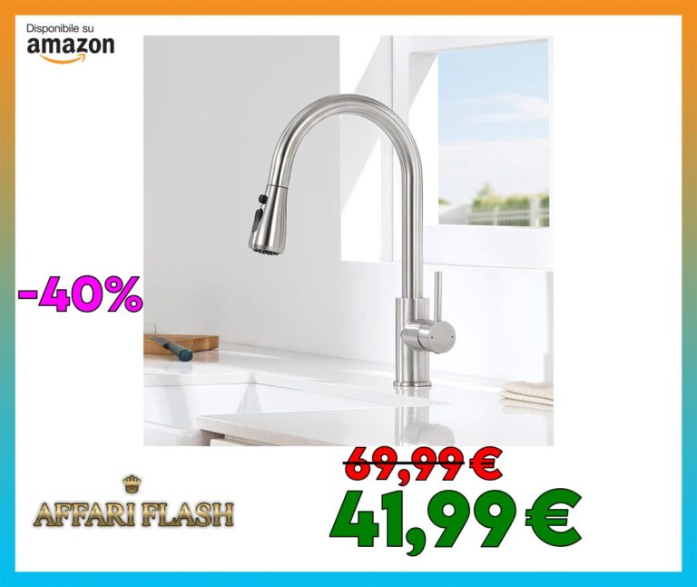 CECIPA Rubinetto Lavello Cucina con 3 Tipi di Modalità, Miscelatore con Doccetta Estraibile, Pressione Orientabile a 360° Monocomando, Rubinetto Cucina con Doccetta Estraibile in Acciaio Inox