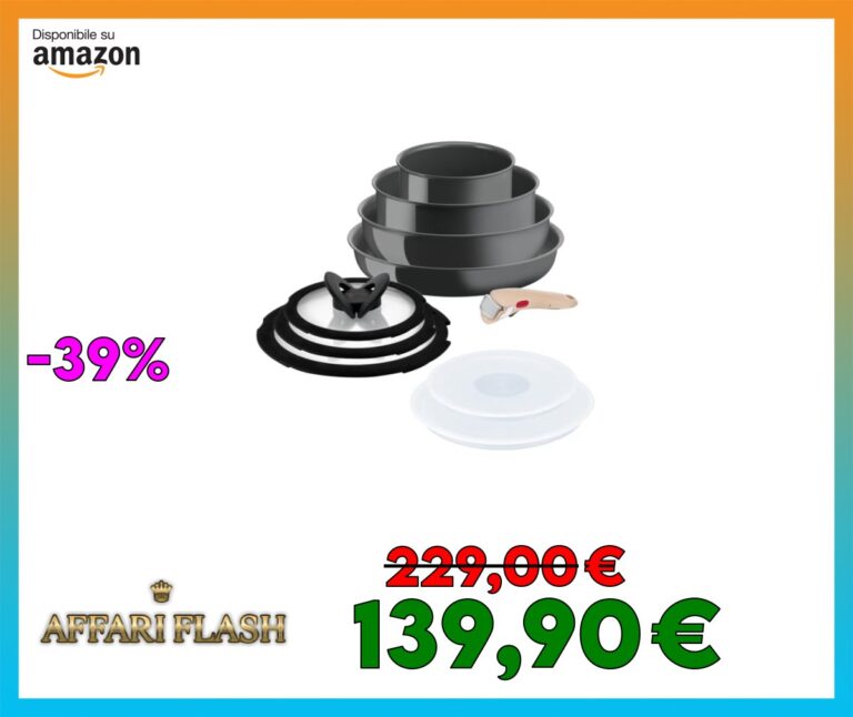 Lagostina Ingenio Vivissima, Set 10 Pezzi in Ceramica Antiaderente con Manico Rimovibile, 100% Alluminio Riciclato con Tecnologia Thermo