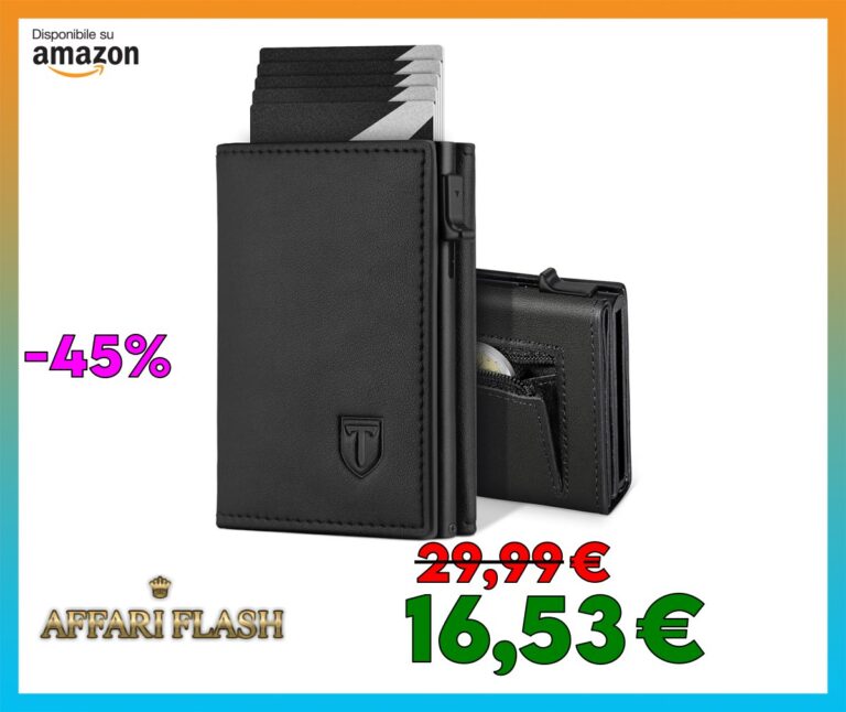 TEEHON Portafoglio Uomo, Portafoglio Uomo Slim, Portacarte in Pelle con Protezione RFID, Porta Carte di Credito uomo Piccolo, Porta Tessere con Portamonete e Scomparti Banconote