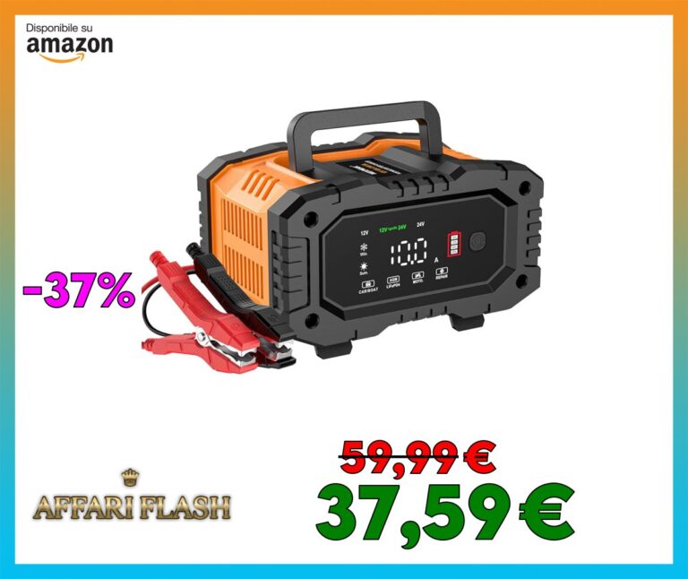 Caricabatterie Intelligente 10A, Caricabatterie per Auto LiFePO4 12V 24V, Mantenitore Automatico della Batteria con Compensazione della Temperatura per Auto Moto Camion, AGM, Gel, Bagnato, SLA