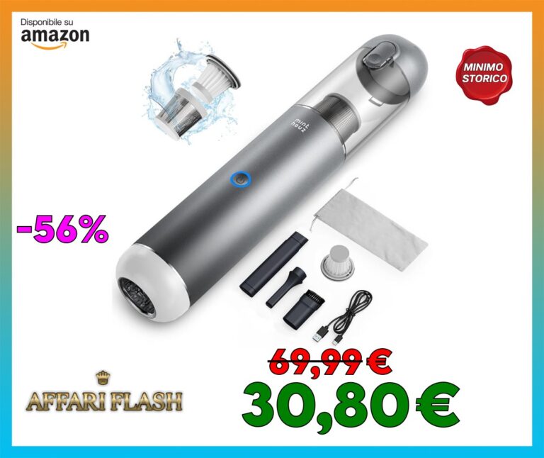 Minthouz Aspirabriciole Senza Fili Auto, 17000Pa Mini Aspirapolvere Portatile e a Carica Rapida con 120W ad Alta Potenza, Aspiratore Auto Potente 3 In 1 con cavo Type