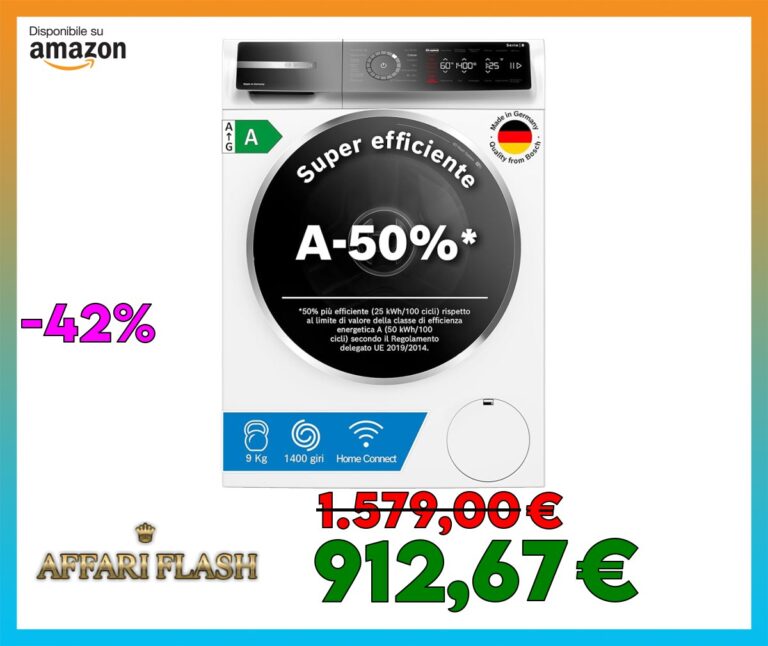 Bosch WGB24402IT Serie 8 Lavatrice smart a carica frontale, 9 kg, 1400 giri, Efficienza energetica A