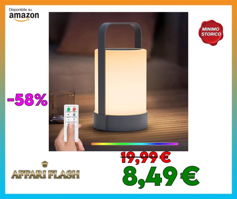 NiceBuy Lampada da tavolo solare per esterni, senza fili, dimmerabile, RGB LED, batteria ricaricabile USB, con telecomando, portatile, IP44, impermeabile, per campeggio, giardino (F)