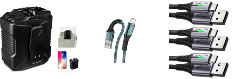 Ertisa Ventaglio portatile con clip in vita, ventaglio per cintura 6000mAh USB ricaricabile