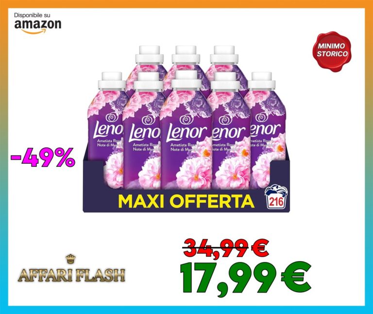 Lenor Ammorbidente Lavatrice Concentrato 216 Lavaggi (27×8), Ametista Rosa E Note Di Muschio, Freschezza Che Dura 3 Volte Più A Lungo Con Tecnologia Olii Profumati