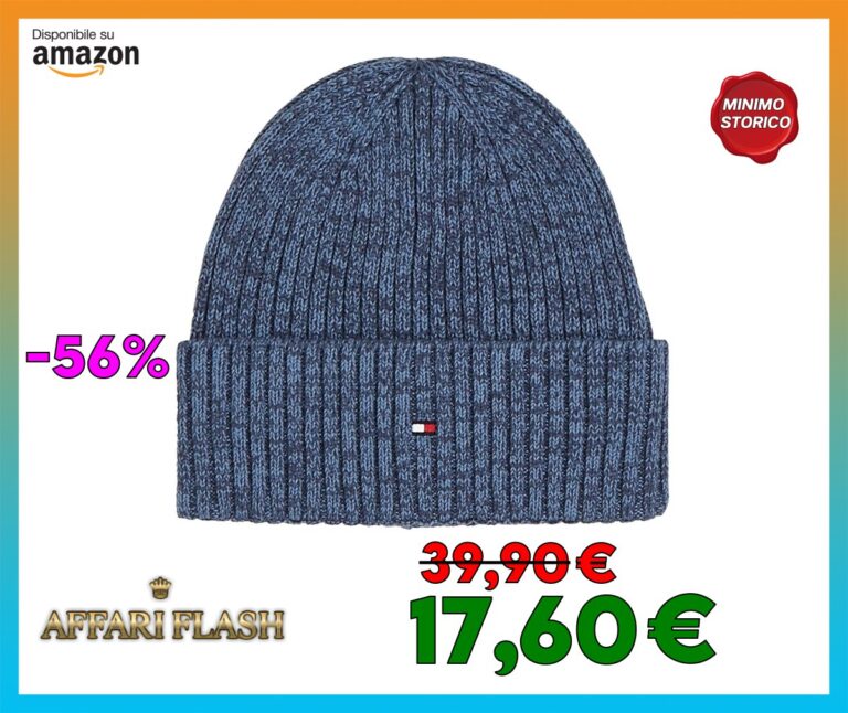 ️ Tommy Hilfiger Uomo Berretto in Maglia Flag Twisted Yarn con Risvolto