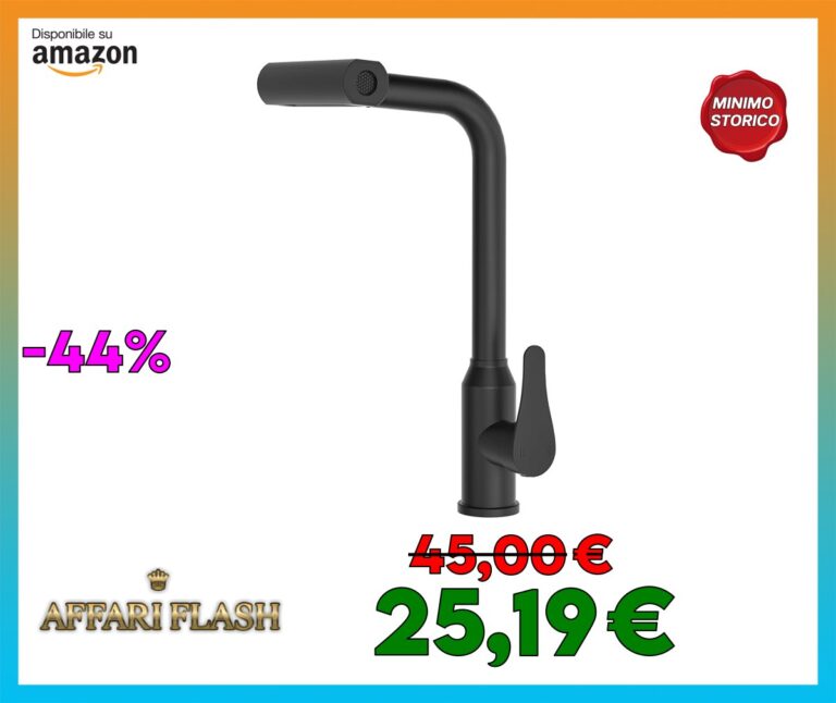 WLTEDRGO Rubinetto Lavello Cucina a Cascata, Rubinetto Cucina con Doccetta Estraibile, Miscelatore Cucina ad Alta Pressione con 4 Modalità di Getto, Girevole a 360°, Rubinetto Cucina Nero Opaco