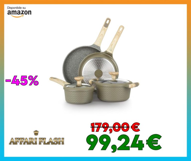 KASANOVA Set di Pentole Antiaderente Bambù, Adatte a Induzione, con Coperchi in Vetro Temperato (Verde, 6 pezzi)