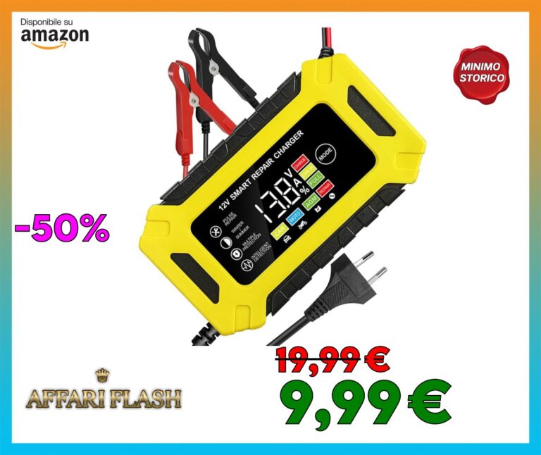 Caricabatterie Auto, 6A/12V Carica Batteria per Auto Multi Protezioni di Carica Automatico Caricatore Intelligente, con Schermo LCD Touch Screen, Nuovo Mantenitore Batteria Moto per Auto Moto Tosaerba
