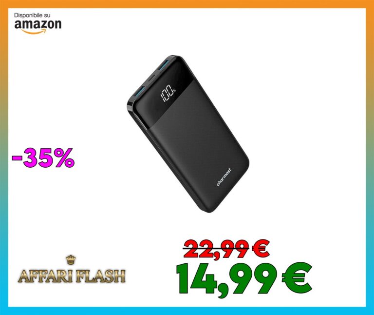 Power Bank 10400mAh,caricatore portatile sottile e leggero Caricabatterie Portatile con LED Display USB C powerbank da 5V/3A per iPhone Huawei Xiaomi Smartphone