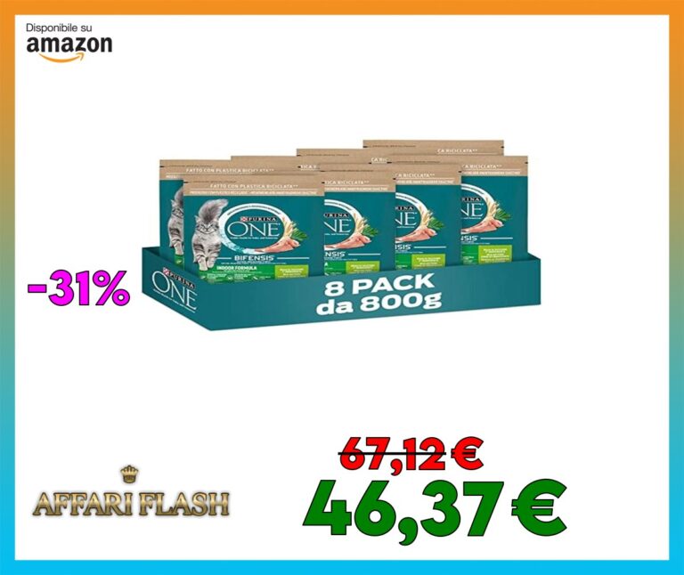 PURINA ONE Bifensis Crocchette per Gatti Adulti Ricco in Tacchino e Cereali Integrali 8 Sacchi da 800g