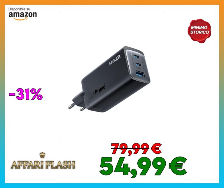 Anker Caricatore USB C（ 737 GaNPrime 120 W）, caricabatterie a muro pieghevole veloce e compatto a 3 porte per MacBook Pro/Air, iPad Pro, iPhone 16/15/14/13/Pro/Max, Pixel e altro ancora